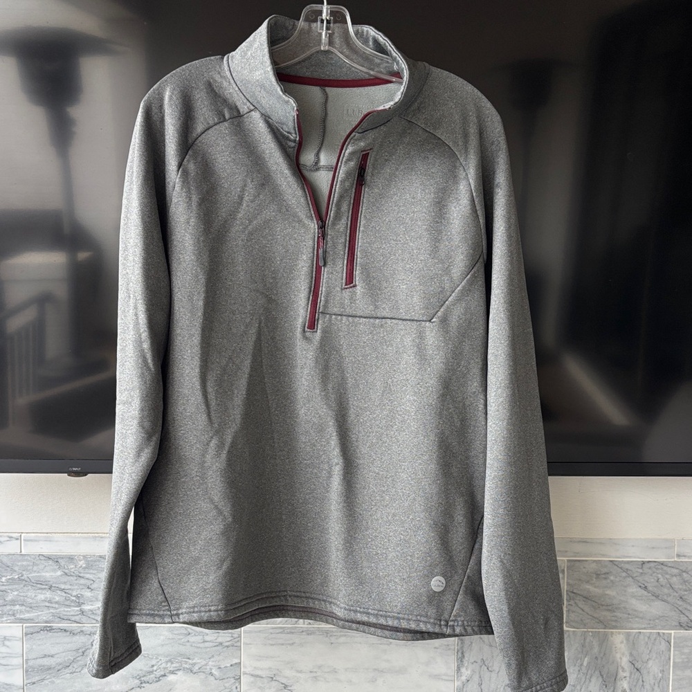 L.L. Bean Gray quarter zip with Maroon Accents